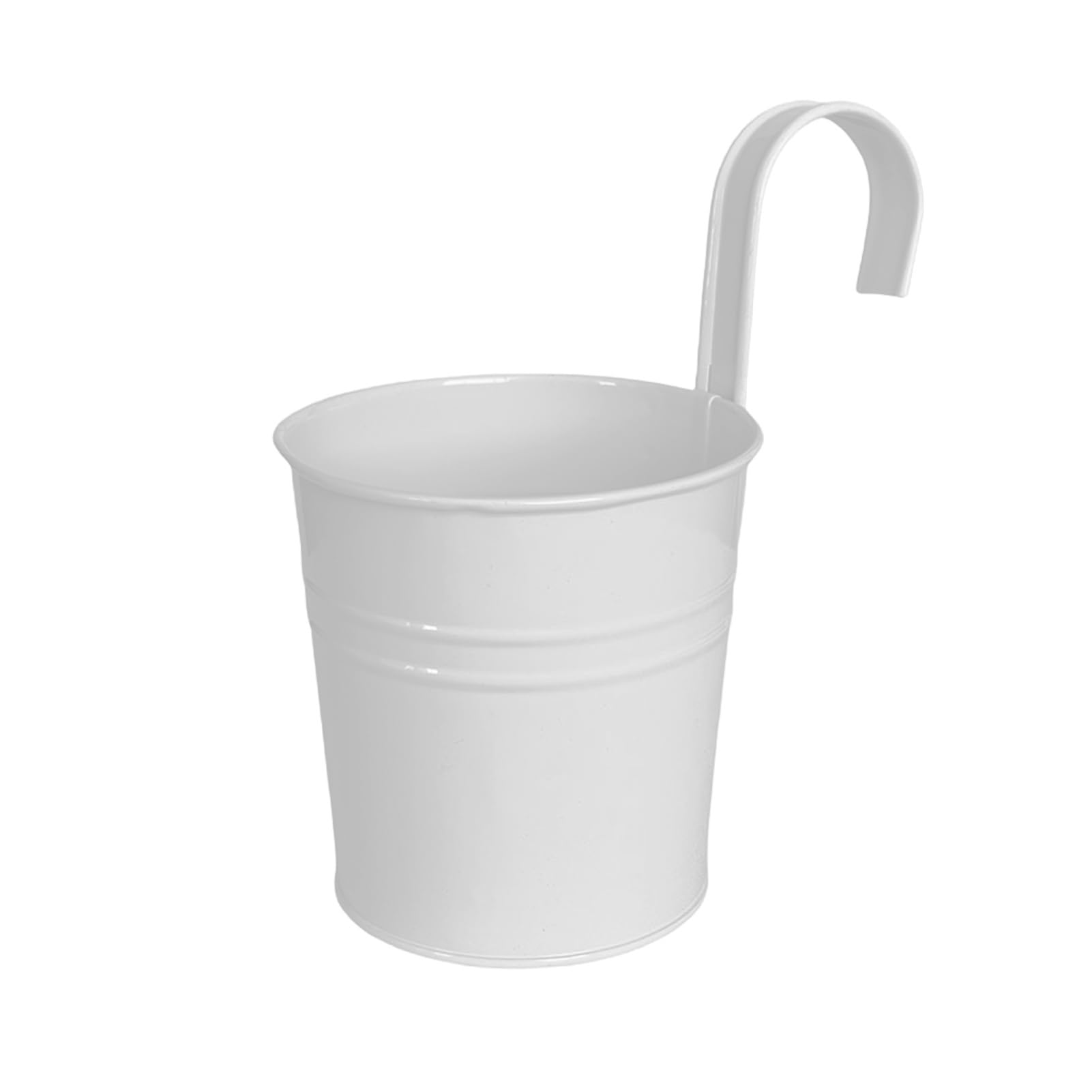Hanging Metal Planter Flowerpot with Detachable Hook Drain Hole Railing Plant Pot for Balcony Garden Fence