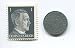 Rare Nazi Swastika 1 Reichspfennig German Coin World War Two WW2 with Black Hitler Head Stamp MNH