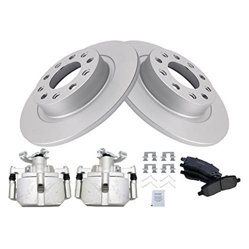 Image of TRQ Rear Brake Pad and Rotor Set Ceramic G Coated Rotors Calipers