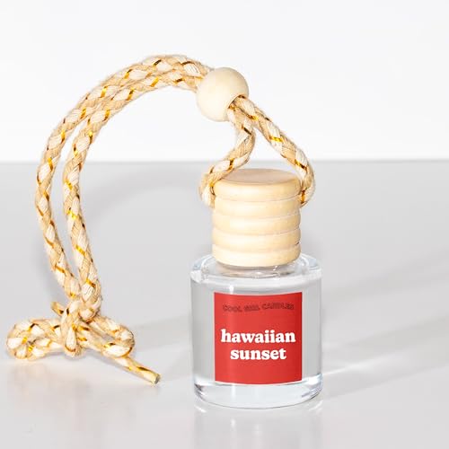 Image of COOLGIRLCANDLES Hawaiian Sunset Car Air Freshener with Hanging Fragrance Oil Diffuser for Essential Oils, Long Lasting Aromatherapy Automobile Diffuser Bottle