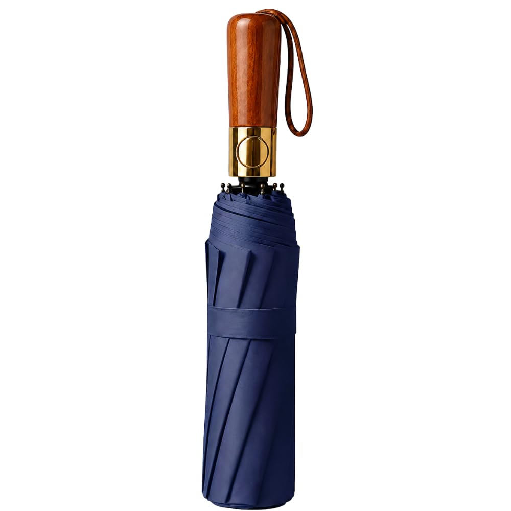 star work Auto Folding Umbrella With One-Press Open & Close | Waterproof Canopy & UV Protection | Strong Windproof Travel Umbrella with Wooden Color Grip-picture-15