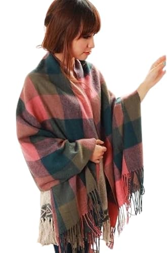 Boolavard Women's Red / Black Fashion Long Shawl Big Grid Winter Warm Lattice Large Scarf (Red/Black)