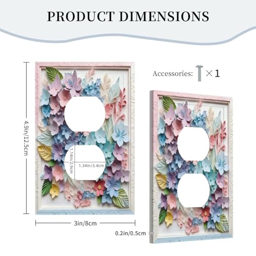 Plaque murale interrupteur pour rénover une prise duplex avec décor fleurs - 6