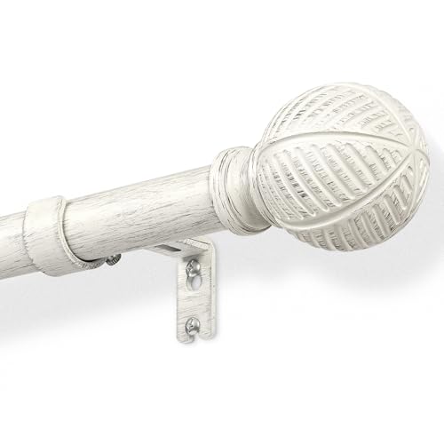 DEFYNEE Tringle à rideaux à effet bois extensible 76-219cm - âme métallique de 25mm avec imitation grain de bois, compatible avec œillets, tringle...