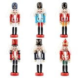 IUYYPU Christmas Nutcracker Set, 6-Piece 5-Inch Wooden Hanging Ornaments, Mini King & Soldier, Bring Holiday Cheer to Your Christmas Tree, Shelves, and Tables