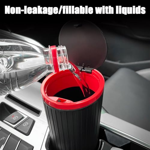 Image of AUCELI Car Cup Holder Trash Can with Lid, Mini Garbage Bin for Auto Door Pocket, Leakproof and Waterproof, Multipurpose Portable Small Storage Organizer, Car Interior Accessories Essential (Red)