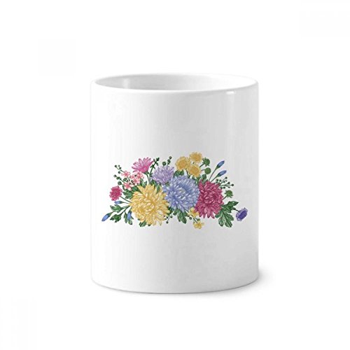 Porte-brosse à dents en céramique blanche Fleur Chrysanthème 350ml hauteur 9.6cm