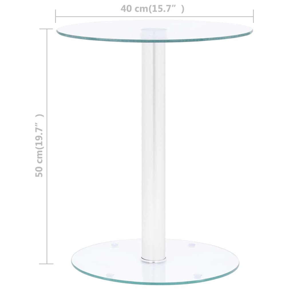 Szklany stolik kawowy w nowoczesnym stylu, stolik do salonu, stolik pomocniczy, stolik kawowy, stolik na telefon, stolik nocny do salonu, sypialni, przezroczysty, 40 cm, szkło hartowane