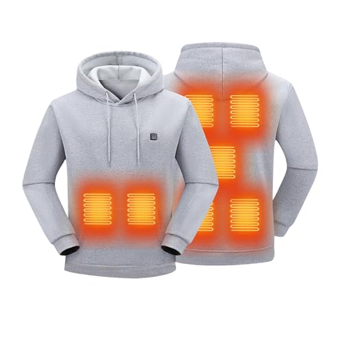 Cambkatl 7 Heating Zones Heated Sweatshirts for Men Pullover Hoodies - Long Sleeve Warm Winter Thermal Coats with Pockets