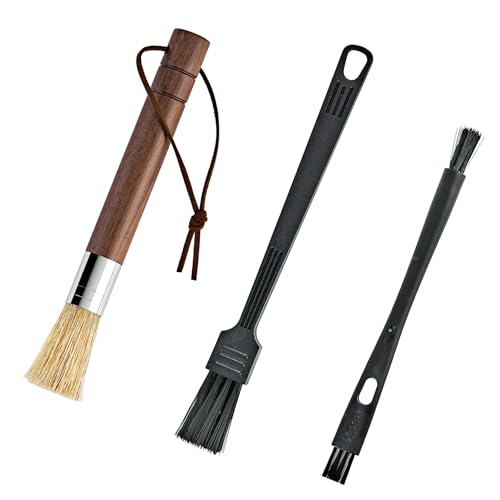 Coffee Grinder Cleaning Brush Set, Espresso Machine Brush Cleaner Tool with Walnut Wood Handle and Natural Bristles for Barista Home Kitchen