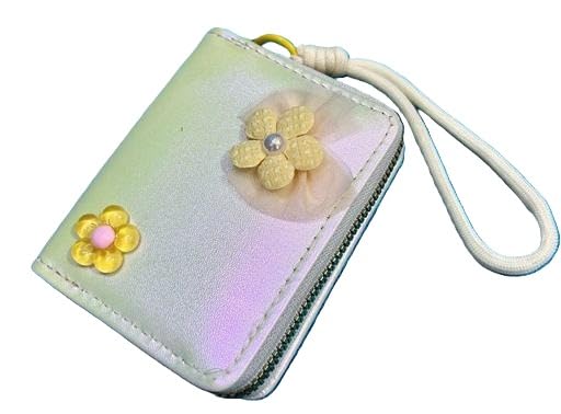 Women's Cute Floral Zip Around Mini Wallet PU Leather Compact Coin Purse with Card Holder Wrist Strap Multi 3 Free Size-image-44