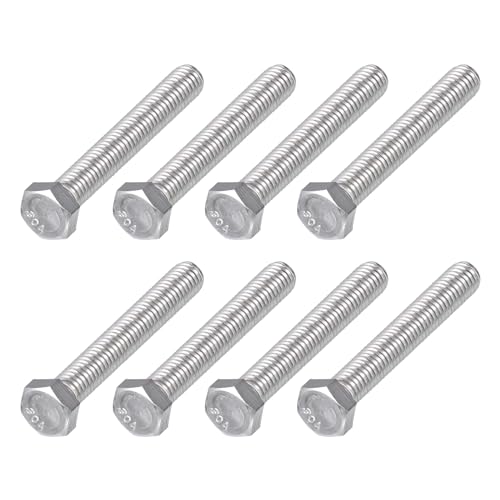 Image of METALLIXITY Hex Head Bolts (3 /8-16 x 2-1 /2 inch) 8Pcs, 304 Stainless Steel 18-8, Fully Threaded, External Hex Drive, Plain Finish, Hex Head Screw Bolt, Silver