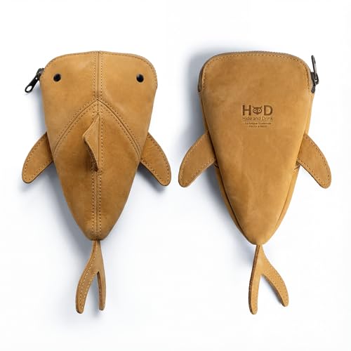 Image of Hide & Drink, Leather Pouch Pencil Bag, Coin Purse, Scissors Case, Shark Cable Holder, Phone Case, Wallet, Makeup, Stuffed Animal, Handmade (Old Tobacco)