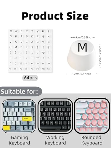 64pcs adhesivos para teclado en silicona blanca miniatura 2