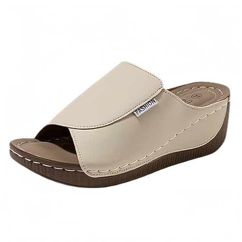 Cocila Sandalias Mujer Verano Plataforma con Cuña Comodas Zapatillas De A La Plana Y Gruesa Pez, Informales para Playa Calcetines Agua Niña (Khaki, 36) Ortopedicas Color Bronce Vestir Fucsia