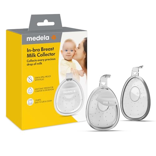 Medela in-Bra Breast Milk Collector Leak-Proof Wearable Design with Flexible Plug Anatomic Shape Made Without BPA Easy to Clean & Dishwasher Safe 30 mL Capacity