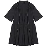 ULTECHNOVO Pet Grooming Work Clothes, Dog Grooming Apparel with Full Zipper, Waterproof Pet Cosmetologist Clothes Beautician Bath Uniform Pet Smock(Black, Size L)