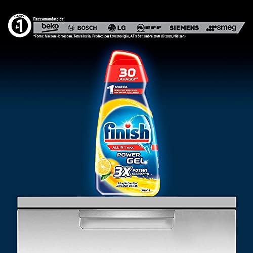 Finish Powergel Lemon Dishwasher, Dishwasher Gel, 120 Washes, 4 Packs of 30 Dishwashers Liquid Washers