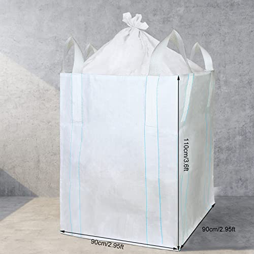 Hoolerry 12 Pcs FIBC Bag Bulk Sack Bulk Bag for Construction Dumpster Sand 1 Ton 3300lbs 35x35x43 in Heavy Duty Large Sand Sacks with Duffle Bottom and Handle for Industrial Transport - Image 2