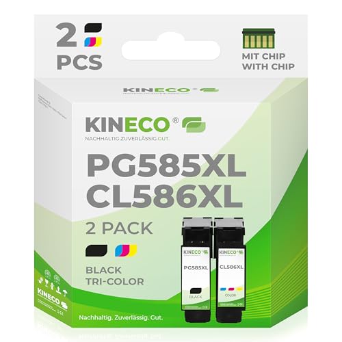 Kineco PG-585XL / CL-586XL kompatibles Multipack (XL Schwarz + XL Farbe) Ersatz für Canon PG-585XL & CL-586XL hohe Ergiebigkeit kompatibel mit Pixma TS- & TR-Serien