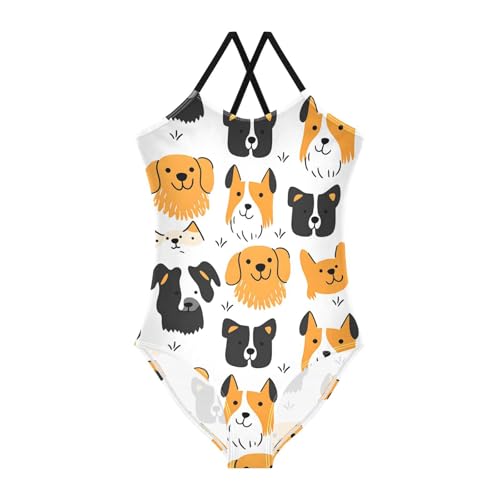 Cute Cartoon Dog Girls One Piece Swimsuits Summer Quick Dry Beach Bathing Suit