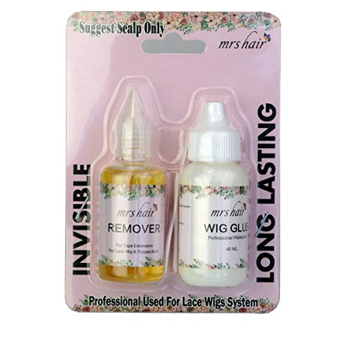 Mrs Hair Lace Wig Glue Systems Safe Nontoxic Glue Waterproof Invisible Bonding 40ml & Lace Wig Adhesive Remover 30ml for Lace Wig Application and Remover Set Mrs Hair Lace Wig Glue Systems Safe Nontoxic Glue Waterproof Invisible Bonding 40ml & Lace Wig Adhesive Remover 30ml for Lace Wig Application and Remover Set