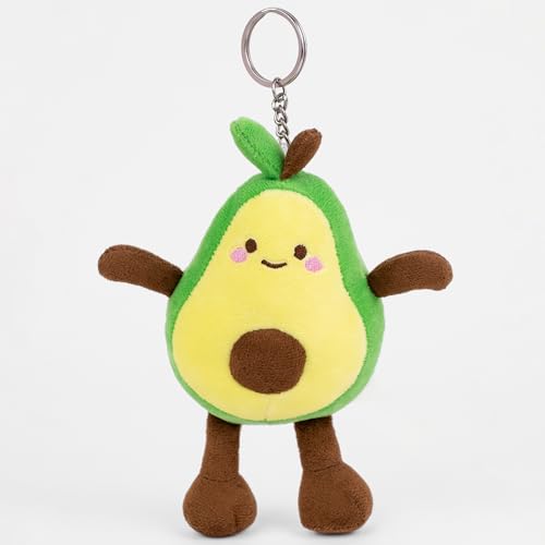 Image of Mirada Avocado Keychain Soft Plush Toy - 11cm |Cute Adorable Green Stuffed Mini Keyring for Kids, Boys & Girls | Super Soft Cuddly Plush Accessory Bag Charm