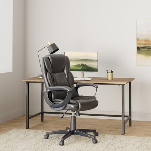 Image of STAPLES Mcallum Ergonomic Manager & Executive Office Chair, Task Desk Swivel Chair with Wheels, Adjustable Height, Bonded Leather, Black