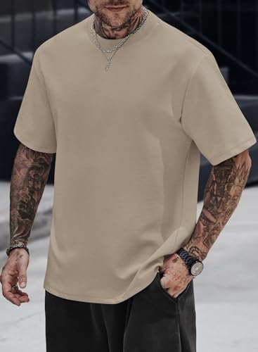 Image of Herberton Mens Oversized T-Shirts Heavyweight Cotton Stretch Fashion Thick Tee Tops (S-3XL)