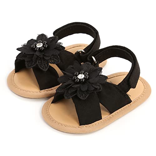 Image of GDSDYM Infant Baby Girls Summer Sandals with Flower Bowknot Soft Sole Newborn First Walker Crib Dress Shoes