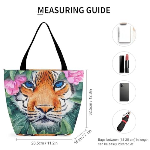 Sac de shopping pour voyage fleurs tigrées grand format pratique - 2