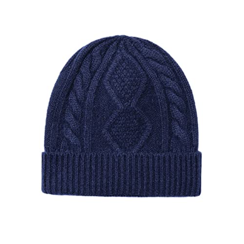 Bonnet de ski d'hiver pour femme en laine marine de plein air