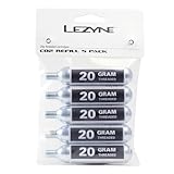 LEZYNE Threaded CO2 Cartridges 5-Pack for Quick and Easy Tire Inflation, Road, Gravel, Mountain Bike Tires, Compact, Compatible with Threaded Inflator Heads.