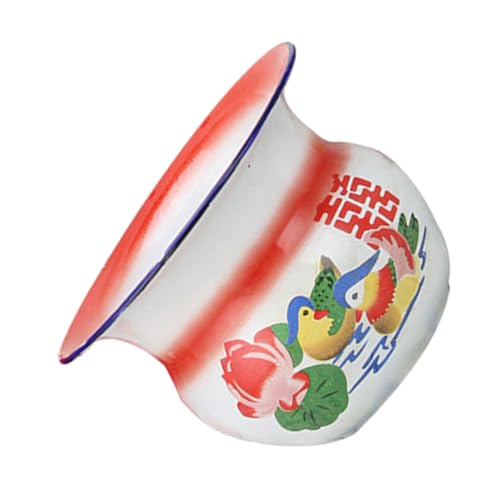 Yardenfun レトロアンティーク?瓷スピッポット 家用夜間小便器 安定した滑り止めベース付き耐久性便器盆 柿花形状の伝統的チャンバーポット