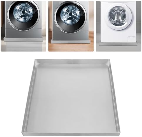Heavy Duty Stainless Steel Washing Machine Drain Pan, Compact Drip Tray with Drain Hole, Protects Floors from Leaks, Ideal for Dishwashers, Refrigerators & Water Heaters