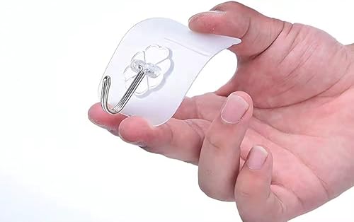 Paquete de 24 ganchos autoadhesivos resistentes, 33 libras máximo, transparentes, impermeables, ganchos de pared adhesivos para llaves, baño, ducha,