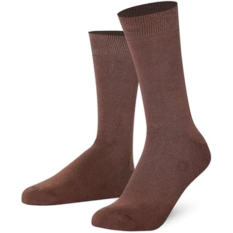 Mysocks Crew Socks for Women Men Colorful Seamless Toe Soft Cotton Dress Socks (Brown 8-12) Cover