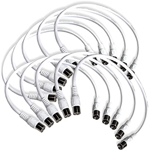 10 Stück F-Quick Koaxial Jumperkabel Patchkabel zum Stecken 30 cm 4-fach geschirmt Class A+ PVC weiß Cover