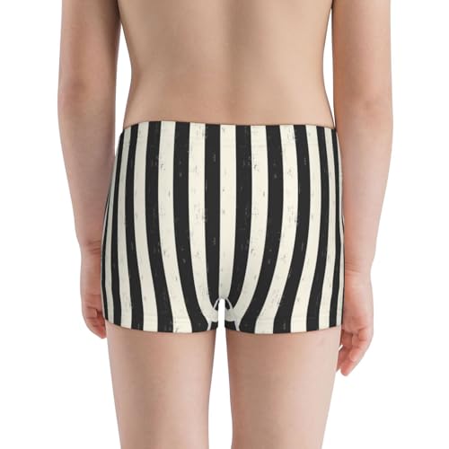 Boys' Cotton Boxer Brief Soft Underwear-Black And White Thick Stripes3