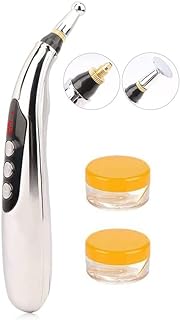 Zeerkeer 3-in-1 Acupuncture Pen Electronic Acupuncture Massage Pen with 3 Massage Heads and 2 Massaging Gel USB Rechargeable Meridian Energy Pen for Pain Relief