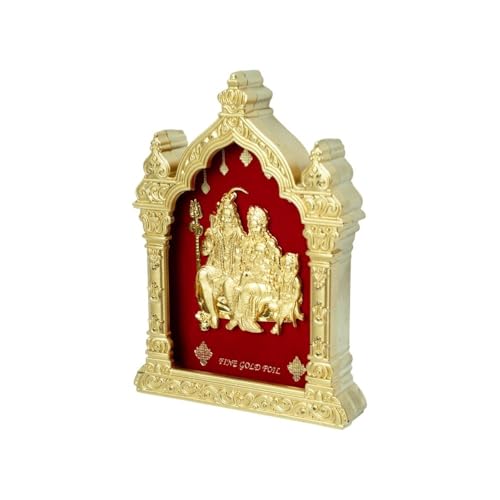 Image of EKA Temple Series Shiv Parivar |Gold Foil Divine |Shiva Parvati Ganesha Kartikeya Showpiece for Home Temple, Pooja Room & Office Decor |Diwali, Housewarming & Spiritual Gift 9cm x 4cm x 11cm