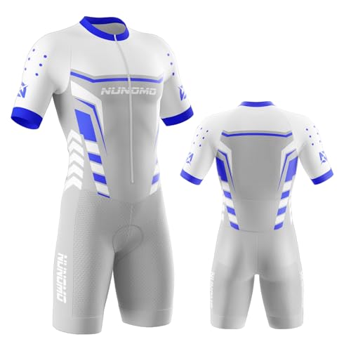NUNOMO Maillot Ciclismo Hombre - Traje Triatlón Acolchado Mono Racing con Cremallera Entera, Secado Rápido para MTB, Natacióny Deportes Exteriores (TYPE-3,XL)