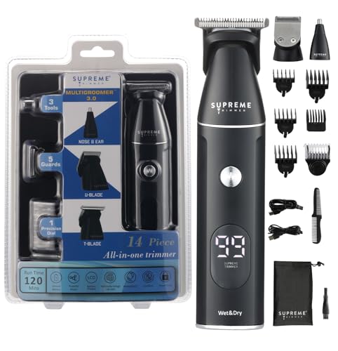 Supreme-Trimmer-Multigroomer-All-in-One-Trimmer-120-Min-Run-Time-Waterproof-14pc-Mens-Grooming-Kit-Beard-Trimmer-Nose-Ear-Head-Face-Hair-Clipper-SMG3030