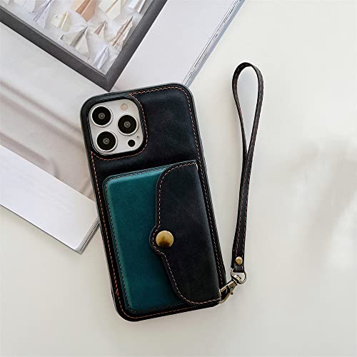 Housse portefeuille iPhone XS noire avec sangle pour garder les mains libres en ville