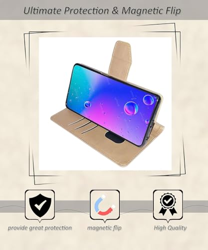 Image of Cover for Vivo T5x 5G / Y51 Pro 5G / iQOO Z11x 5G, Wallet Style, Leather Finish, Magnetic Closure, Inbuilt Stand, Card Pocket (Golden&Pink)