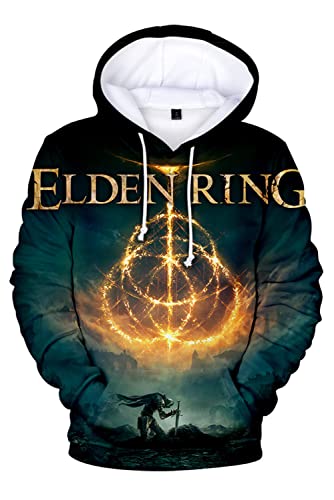 brehiay Homme Elden Ring Cosplay Hoodie Elden Ring Sweat-shirt Jeu Périphérie Impression Costume Pull-over Halloween,XL Cover