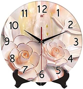 Table Clock Clock Ceramic Chinese Mute Desk Clock Desktop Table Clock Desktop Ornaments Home Bedroom Clock Wall Clock 10.03/11.81 Inches Desk Clock (Brass 2) (1 2)