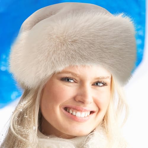 Womens Winter Faux Fur Hats, Fluffy Beanie Russian Style Hat Cossack Hat Cold Weather Warm Hat Warm Cap4