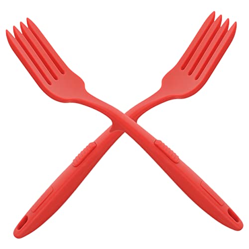 DECHOUS 2Pcs Large Silicone Cooking Fork Noodle Pasta Forks for Kitchen Use Nonstick and Easy to Store for Salad Spaghetti and Cooking Tasks