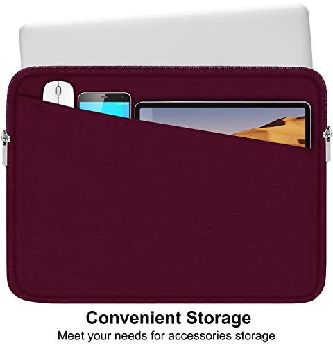 Image of Laptop Sleeve 15.6 inch, Durable Computer Carrying Bag Protective Case Briefcase Handbag with Front Pocket, Slim Laptop Cover for 15.6 Inch HP, Dell, Lenovo, Asus, Notebook, Wine Red